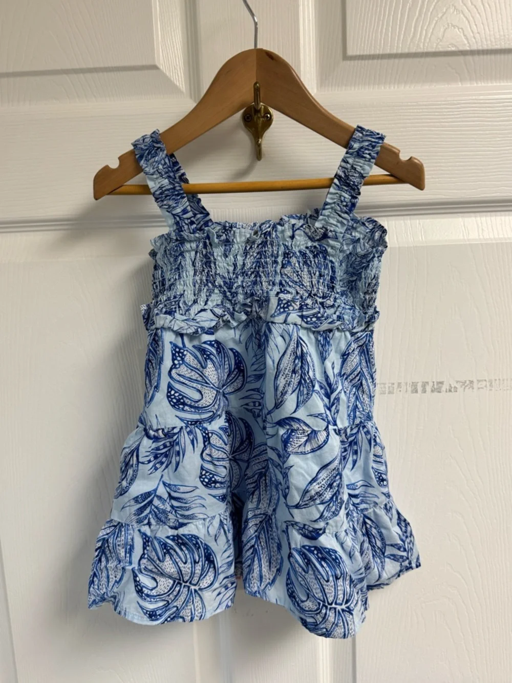 Blue and White Leaf Print Sundress The Children’s Place 100% Cotton‎ Girls 2T